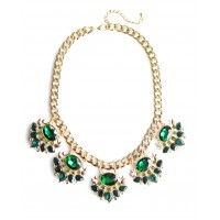 Shah Emerald Crown Embellished Statement Necklace
